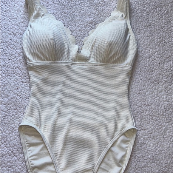 Kate Spade Cream One Piece Plunge Swimsuit - Picture 3 of 9